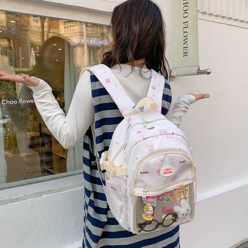High-appearance-level pain-bag schoolbag, new forest-style women's backpack, large-capacity university women, lightweight and versatile bag for campus shopping full figure