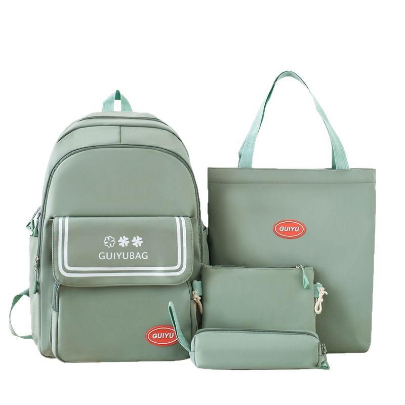 Fashionable and fresh schoolbags for primary school students, large-capacity backpacks for boys and girls in junior and senior high schools, four-piece sets, multi-functional class bags Item Picture