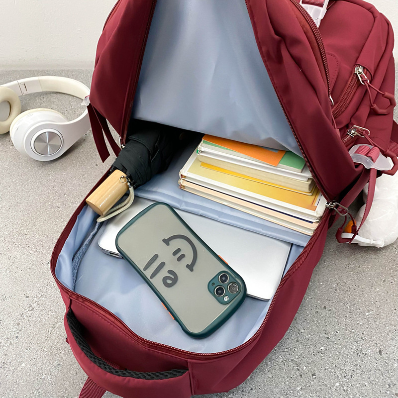 A new Korean style Instagram trendy couple's casual travel backpack with multiple compartments for primary and secondary school students Application Scenario