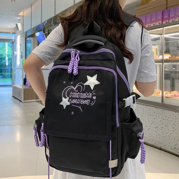A Japanese-style sweet and cool girl's schoolbag with a high level of appearance, a Korean-style ins school-style backpack with embroidered letters from primary school students full figure