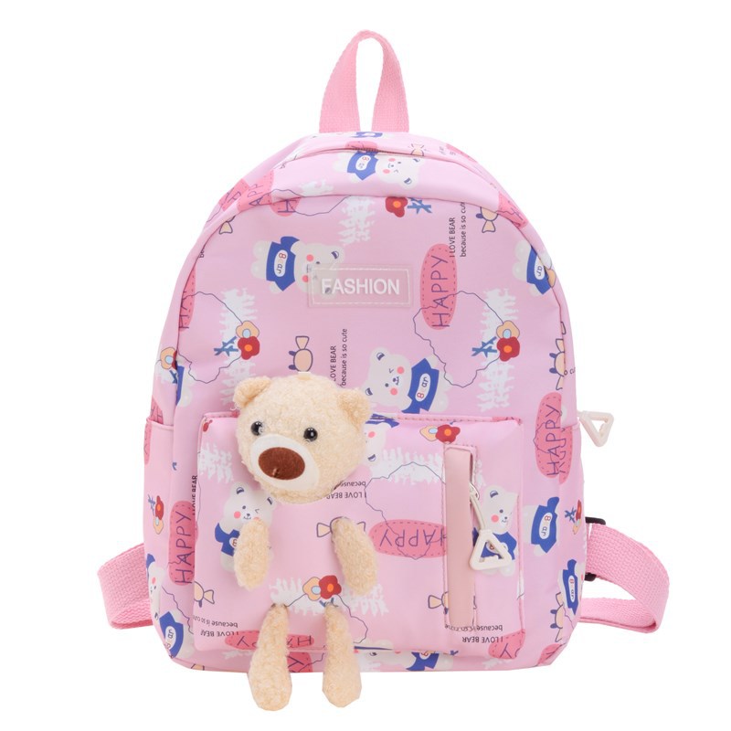 Cute cartoon bear backpack for children, stylish and trendy schoolbag for kindergarten girls, casual snack backpack Item Picture