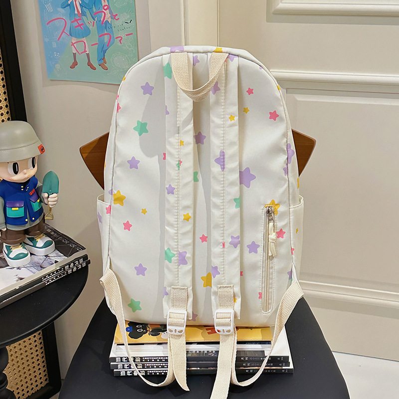 Japanese-style ins large-capacity cute student schoolbag 2025 new solid color casual backpack, versatile and sweet backpack Specification drawing