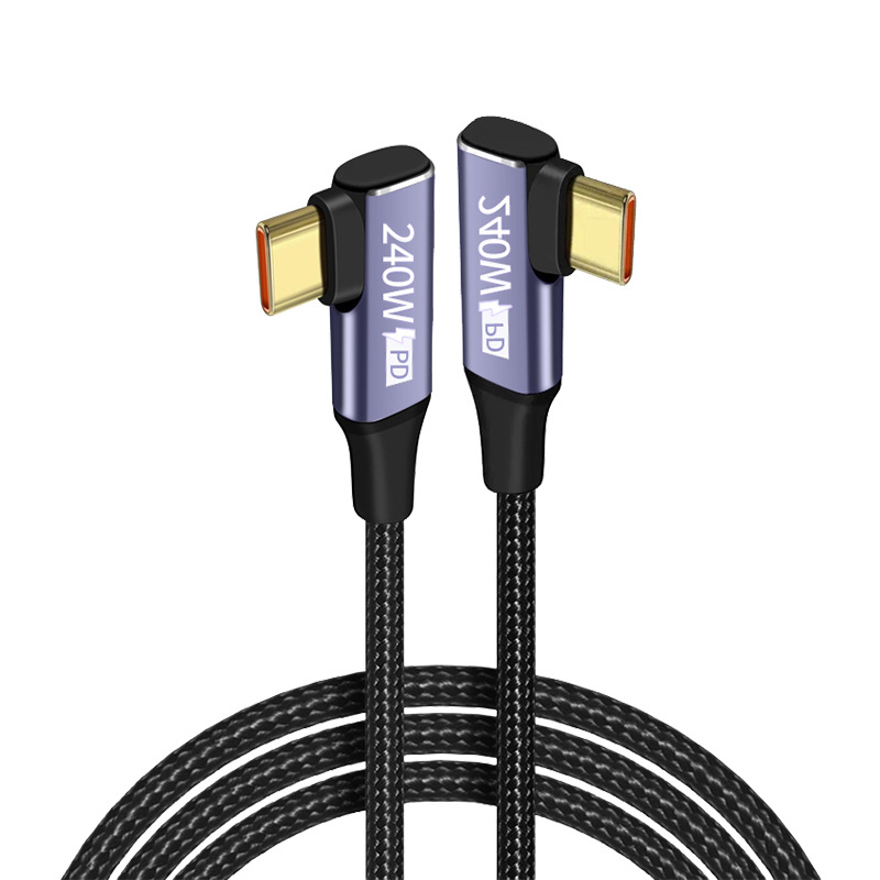 Double-elbow high-power 240W Type-C data cable, USB-C for c laptops and mobile phones, PD fast charging 5A Item Picture