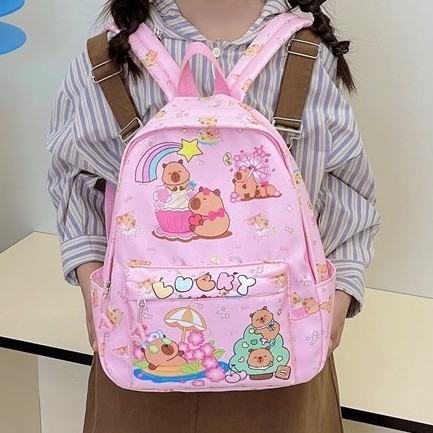 A new Japanese-style ins high-appearance-level, fresh, sweet and cute candy-colored Capibara backpack for grades 1-3 full figure