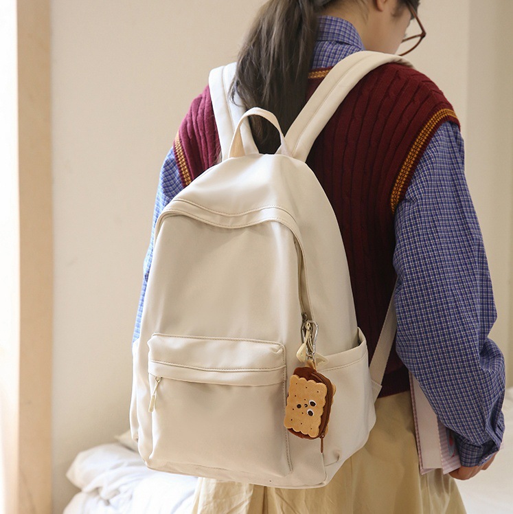 A fresh and cute candy-colored girl's backpack, simple and solid color, versatile best friend backpack, junior high school student schoolbag full figure