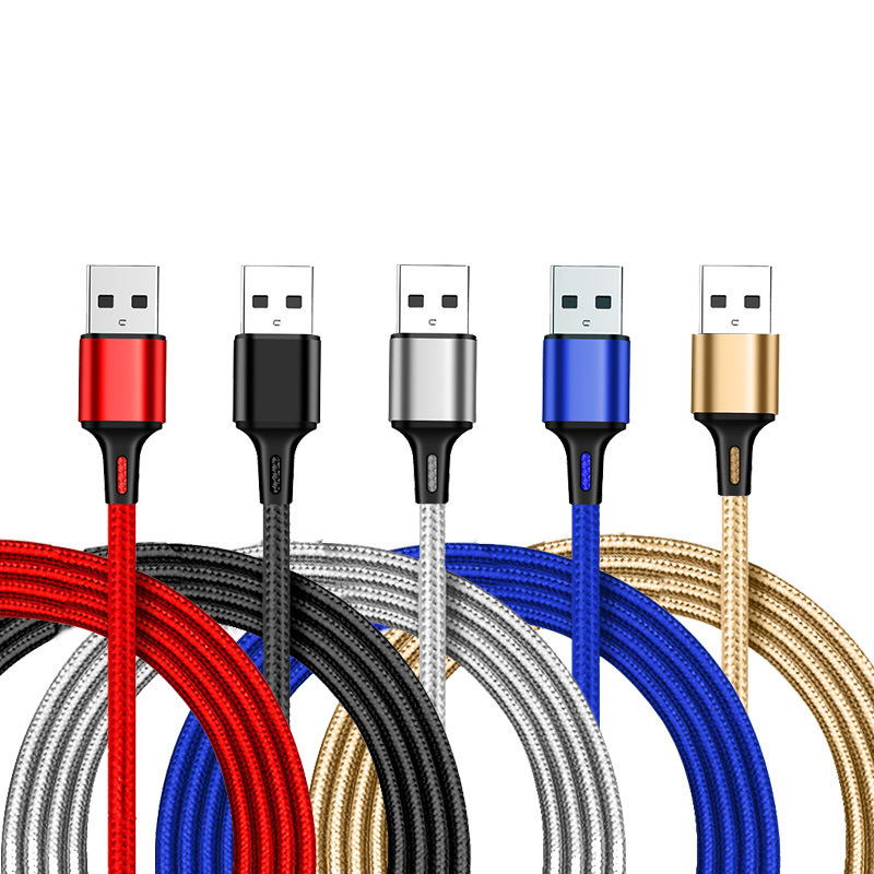 Nylon braided one drag three data cable three-in-one mobile phone charging cable with fast charging 3a, suitable for Apple and Android type details Picture