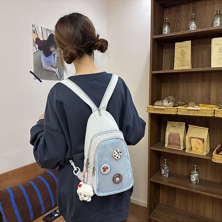 Simple and versatile casual niche chest bag, Japanese Instagram retro lightweight dual-purpose small schoolbag, female student crossbody backpack details Picture