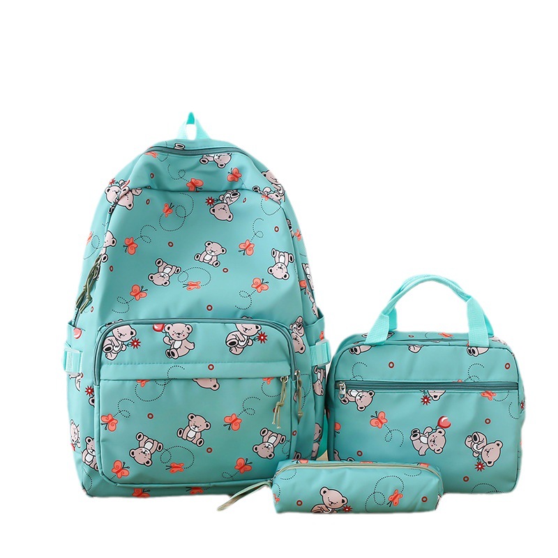 Student cartoon backpack for girls, Korean version, versatile, primary school campus backpack, lightweight nylon three-piece schoolbag Item Picture
