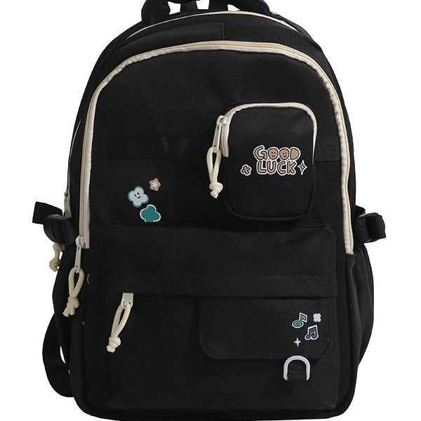 A new Korean-style Instagram backpack with a high level of appearance and a sweet, color-blocking and patchwork style. It is a large-capacity backpack for junior and senior high school students Item Picture