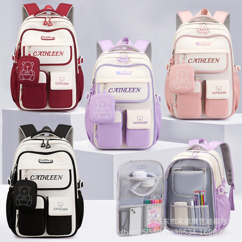 New primary school schoolbag for girls 1-3-6 grade light and cute for girls junior high school outdoor spring outing backpack full figure