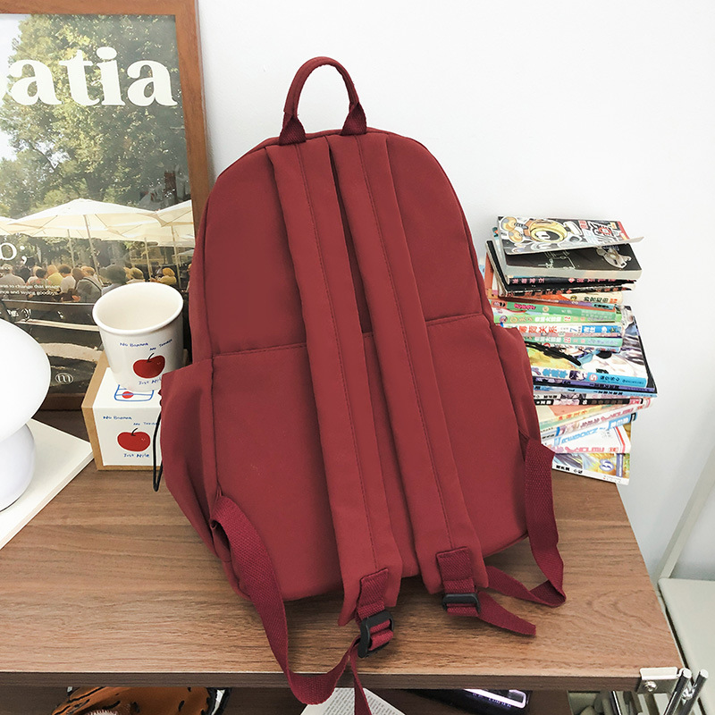 Solid-color schoolbag for female college students, simple and ins-style Korean backpack, high appearance level backpack for female junior and senior high school students Specification drawing