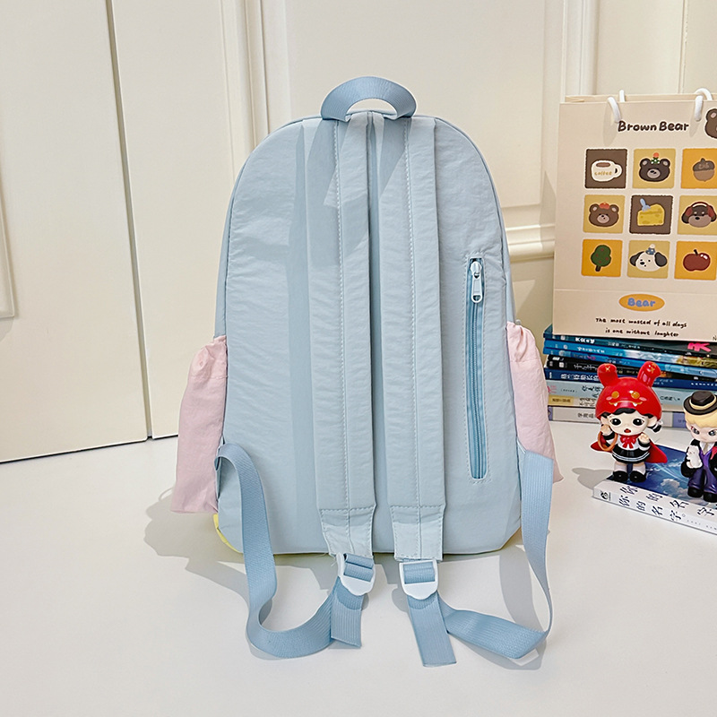 Japanese-style Instagram cute and soft girl ice cream color-blocking washable soft fabric travel backpack, sweet school style class backpack Specification drawing
