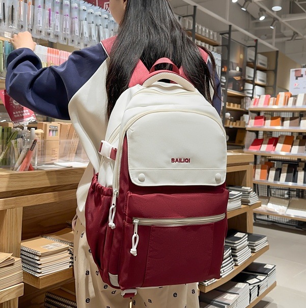 Wide-shoulder strap schoolbag for girls, Korean style Instagram fresh and simple backpack for primary school students, Japanese school style student backpack full figure