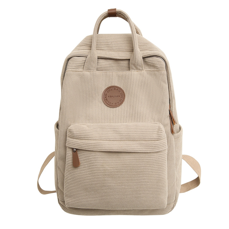 Korean-style cool corduroy backpack, casual student schoolbag, corduroy hand-held trendy backpack, school-style bag Item Picture
