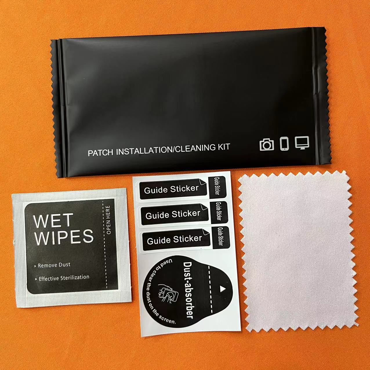 Manufacturer's in-stock tempered film application auxiliary tool kit, three-piece mobile phone film application set, mobile phone film application alcohol bag details Picture