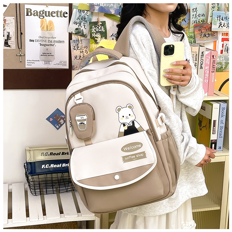A new Korean version of ins backpack for junior and senior high school students, featuring a cartoonish high appearance level, fashionable, casual and cute student bag Application Scenario