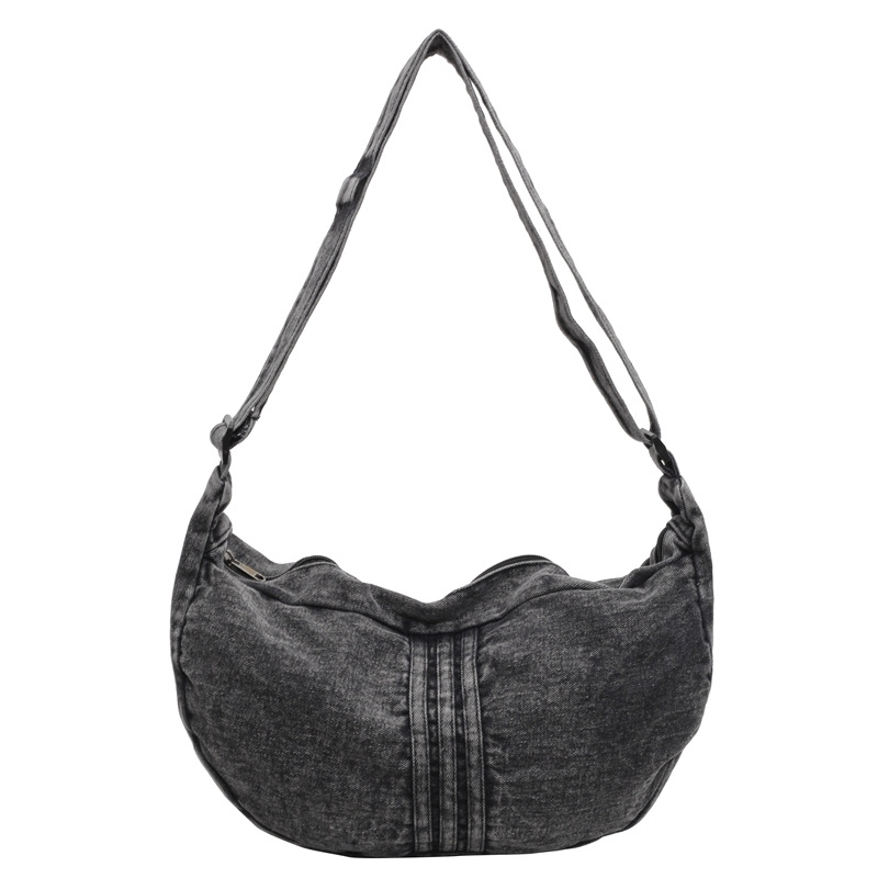 New denim dumpling bag, retro casual crossbody bag, Korean style, ins artistic commuting single-shoulder armpit bag for women Item Picture