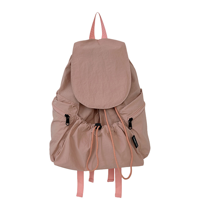 A new Korean niche lightweight nylon fabric backpack for girls, a casual and fashionable drawstring travel backpack with large capacity Item Picture