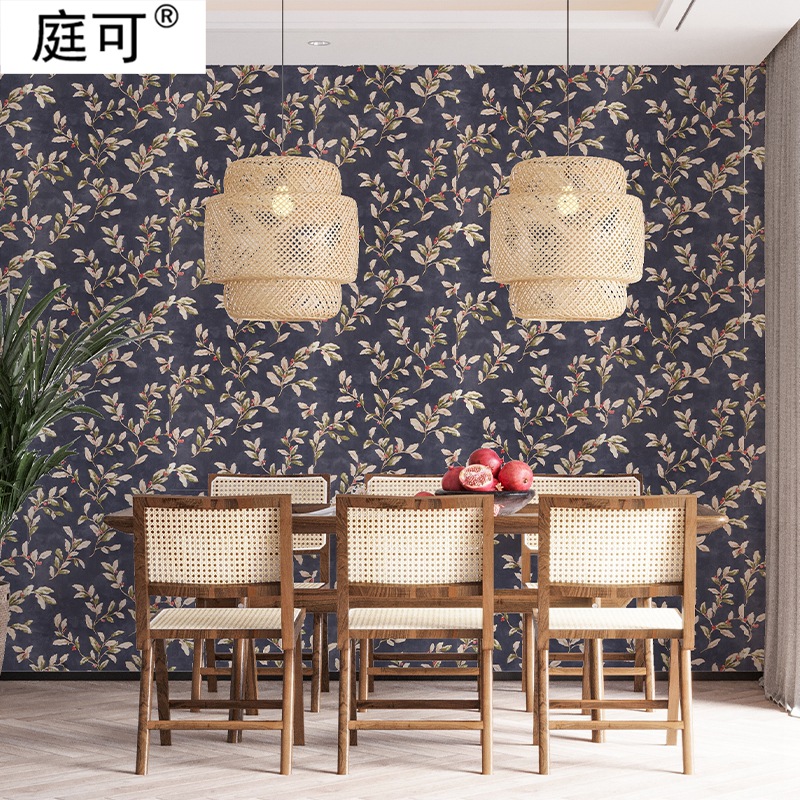 Cross-border floral wallpaper, bedroom background wall, wall renovation stickers, self-adhesive, fashionable plant wallpaper factory wholesale details Picture