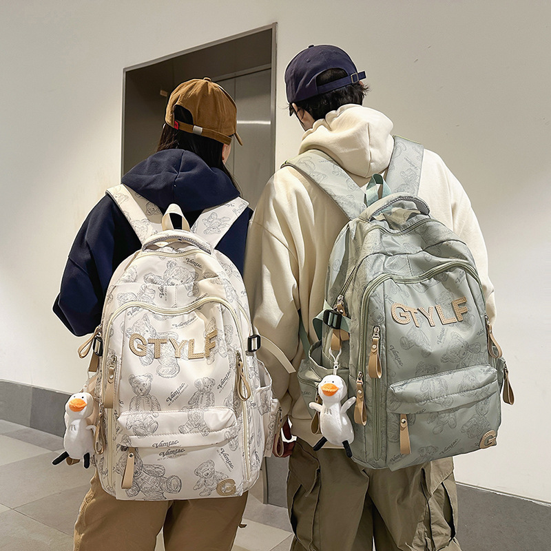 The 2025 new large-capacity, versatile Korean-style casual backpack with a multi-layered printed schoolbag and a casual backpack full figure