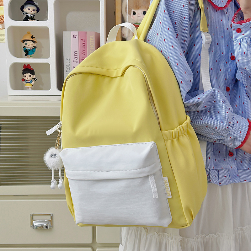 Forest-style college students' Instagram minimalist campus schoolbag, Japanese-style versatile backpack, solid-color large-capacity lightweight backpack details Picture