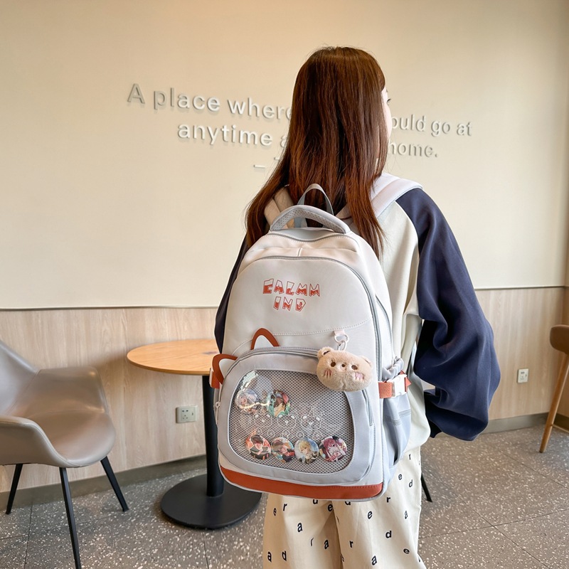 Japanese-style transparent schoolbag for girls, lightweight middle school backpack, Korean-style Instagram cute backpack for third and fifth grade primary school students details Picture