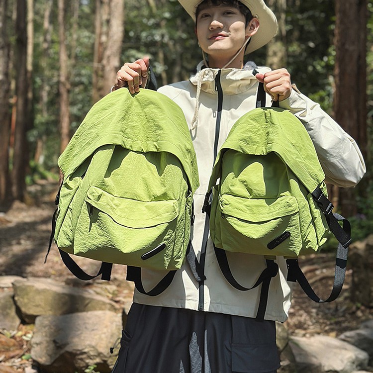 New lightweight outdoor windbreaker brim backpack, Japanese ins simple forest style, family travel backpack for men full figure