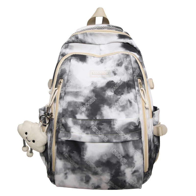 New large-capacity multi-compartment schoolbag tie-dyed, cute and sweet, artistic backpack, versatile, casual and lightweight after-school bag Item Picture