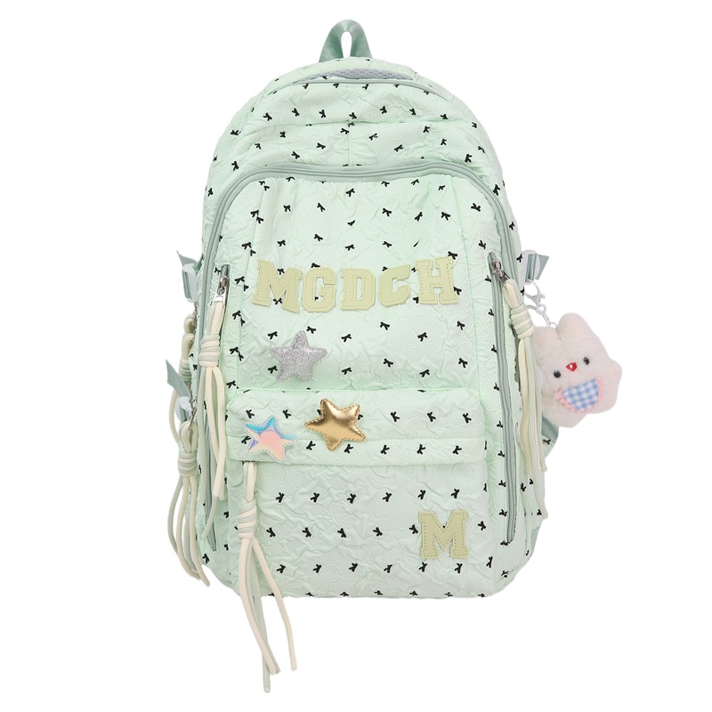New Korean-style ins high-appearance-level Harajuku style fresh and sweet bow pleated backpack for junior and senior high school students Item Picture