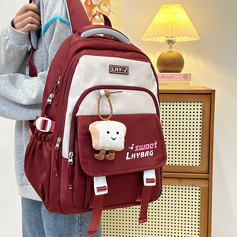 2025 New InS-style Japanese-style backpacks for students in grades three to six with contrasting colors, high-appearance-level middle school backpacks full figure
