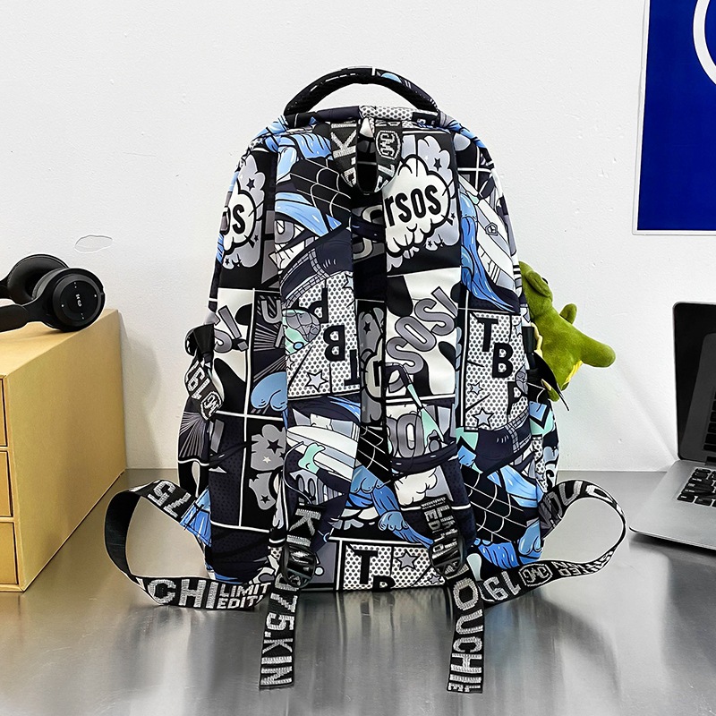 Men's 2023 new style personalized graffiti middle school backpack, Japanese trendy brand college student couple travel backpack Specification drawing