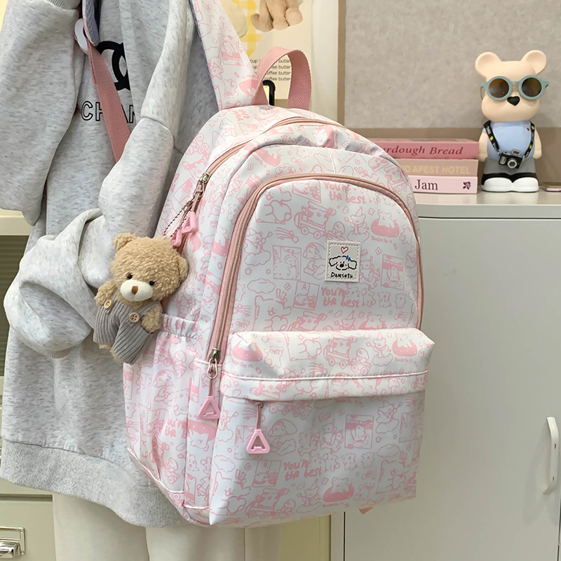 Cute graffiti schoolbag for girls 2024 New Korean version Instagram high appearance level backpack for primary and secondary school students in grades three to six details Picture