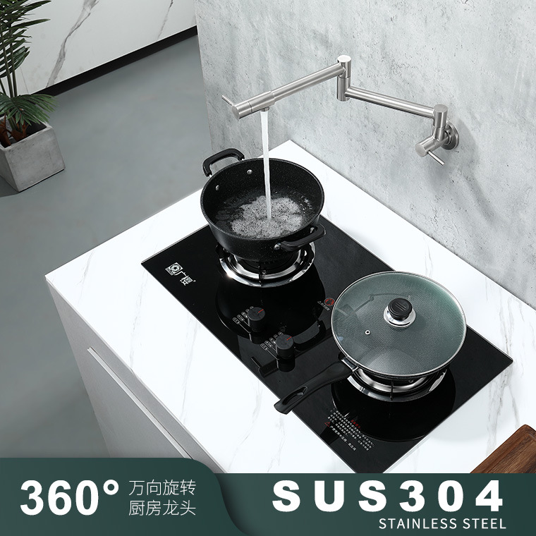 Folding faucet, wall-mounted faucet, kitchen faucet, stove faucet, telescopic faucet, sink details Picture