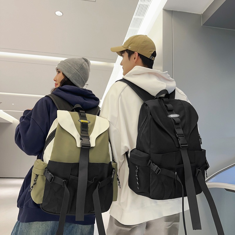New 2025 couple workwear style schoolbag, Korean-style single-shoulder bag, outdoor casual backpack, trendy sporty style bag full figure