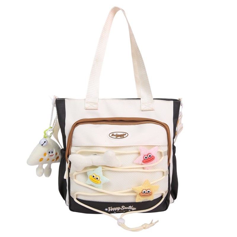 The new high-appearance-level college style backpack for junior and senior high school students is fresh, cute, casual, simple and has a large capacity Item Picture