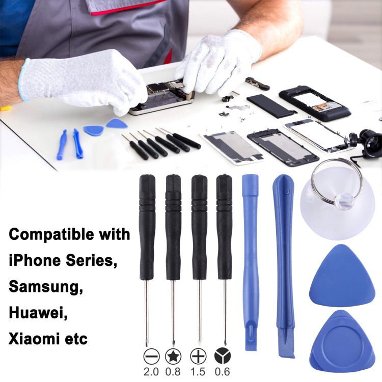 10-in-1 maintenance tools (4x screwdriver +2x crowbar +1x suction cup +2x triangular thick plate +sim card removal needle) undefined