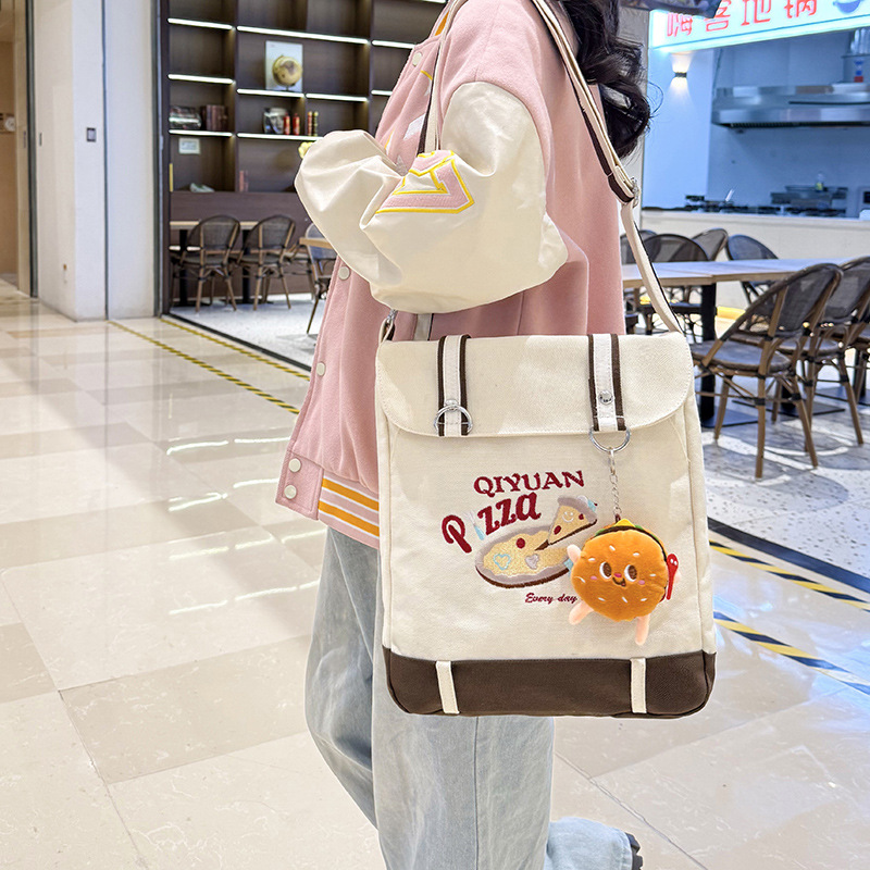 American retro hamburger and pizza women's single-shoulder crossbody bag 2025 new lightweight travel messenger bag Tote bag details Picture
