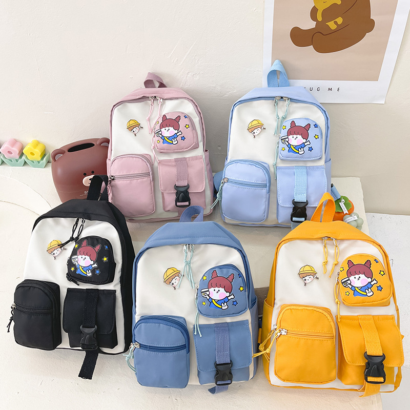 Cute children's bags in 2022, trendy travel backpacks for boys and girls in kindergartens, nylon fabric cartoon backpacks full figure
