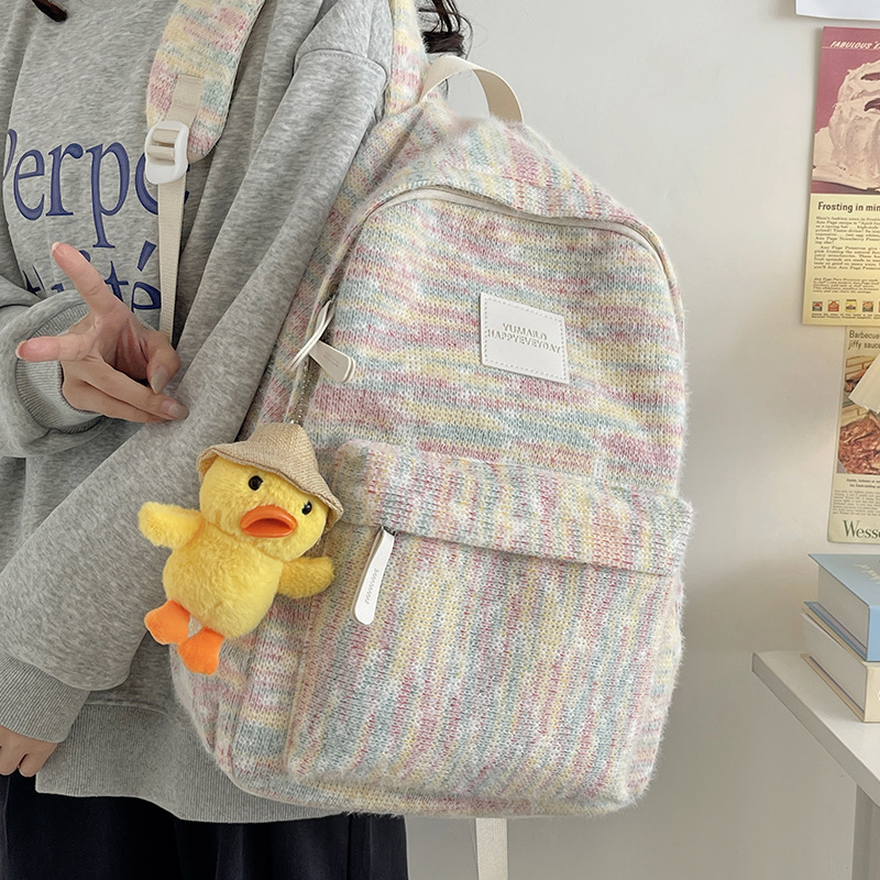High appearance level, niche design sense, soft and sticky schoolbag, ins Japanese style, fresh and cute, high school student and lady versatile backpack full figure