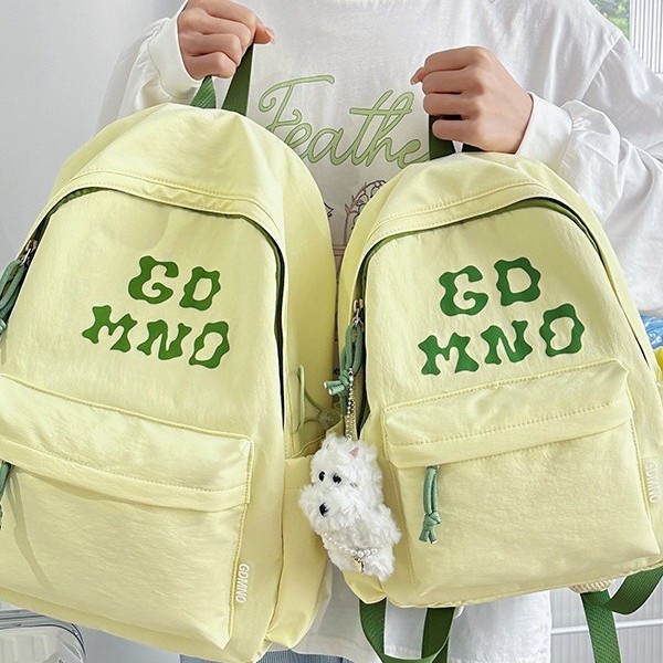 A new high-appearance-level Japanese ins campus style letter backpack, a simple, lightweight and large-capacity backpack for junior and senior high school students full figure