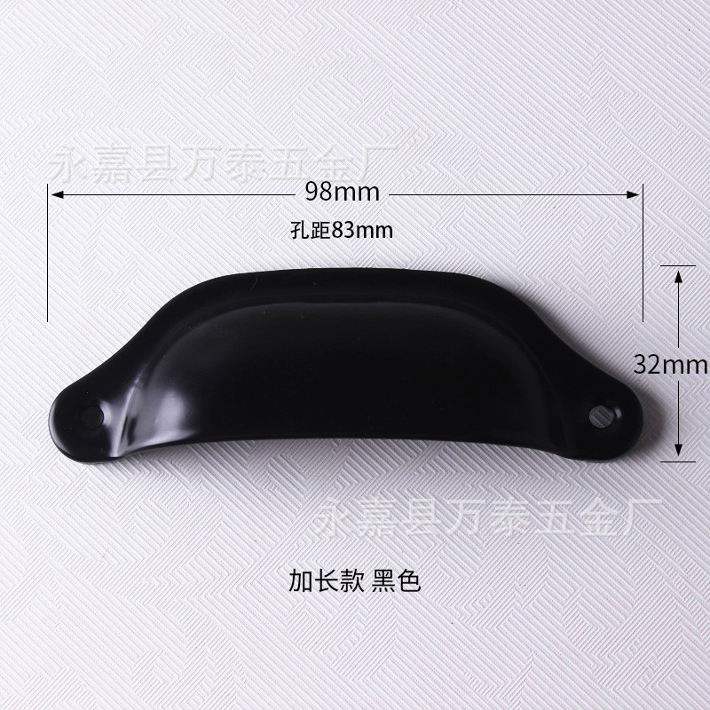 Factory direct supply of drawer handles, shell handles, semi-round, antique bronze, hardware handles, household baker handles Specification drawing