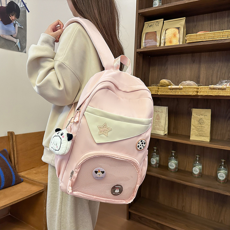 Spring's new ins sweet girl transparent pain bag, cute student smug backpack, junior and senior high school schoolbag full figure