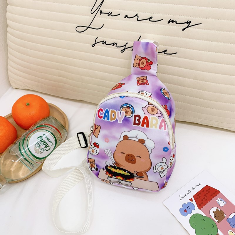 New cartoon children's bags for boys and girls, cute Capibara coin bag, outdoor casual crossbody bag, small chest bag details Picture