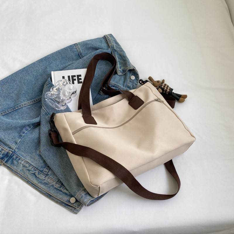 Canvas bag, women's single-shoulder artistic large-capacity student tote bag, versatile class make-up bag, crossbody backpack Specification drawing