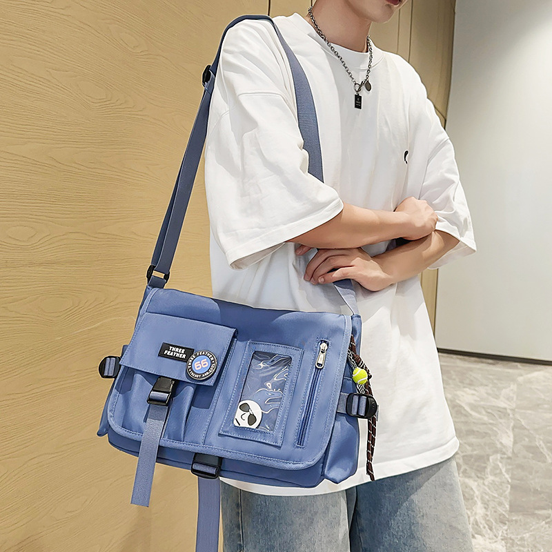 ins trendy Japanese casual workwear, multi-pocket messenger bag, crossbody bag, large-capacity single-shoulder bag for men full figure
