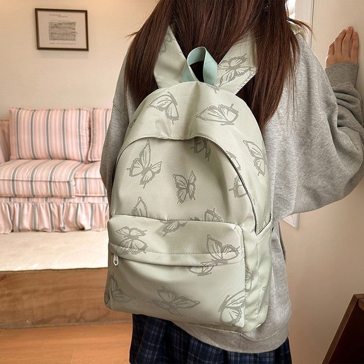 Japanese-style InS-style butterfly print design double backpack for traveling, lightweight single-shoulder bag, large capacity and versatile schoolbag details Picture