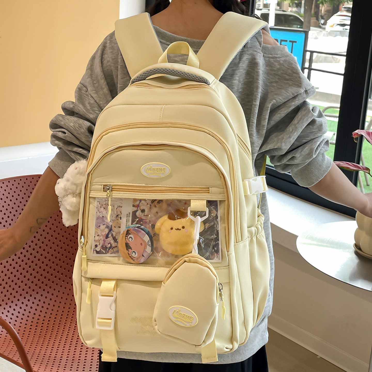 A new Japanese style backpack with a high level of appearance, fresh and sweet, candy-colored, casual, simple, lightweight and versatile, large-capacity backpack details Picture
