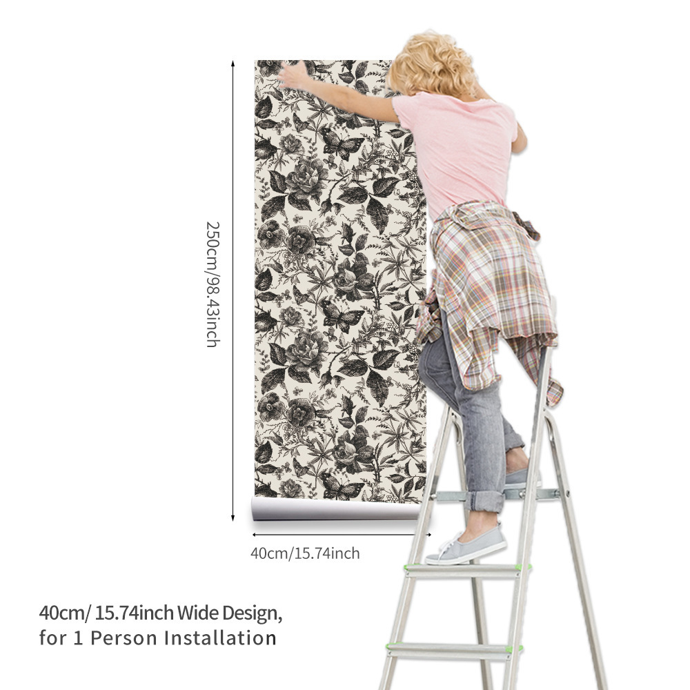 Funlife High-quality rose self-adhesive Wallpaper for European country style, versatile and warm bedroom wallpaper STZ038 Item Picture