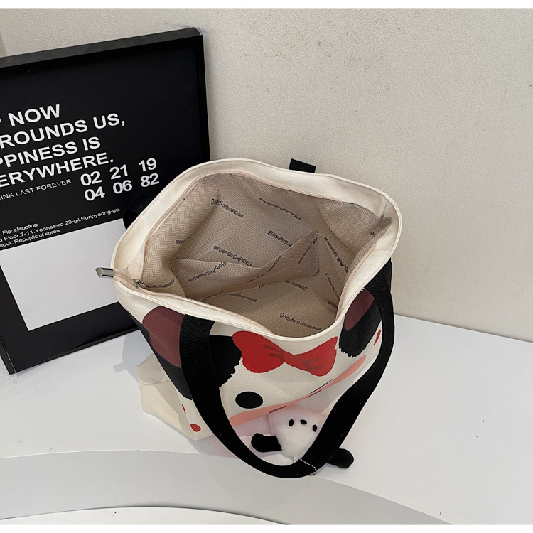 New large-capacity canvas tote bag, Japanese-style cartoon travel and commuting bag, mommy bag, hand-held shopping bag, fitness bag Specification drawing