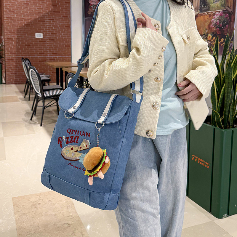 American retro hamburger and pizza women's single-shoulder crossbody bag 2025 new lightweight travel messenger bag Tote bag full figure